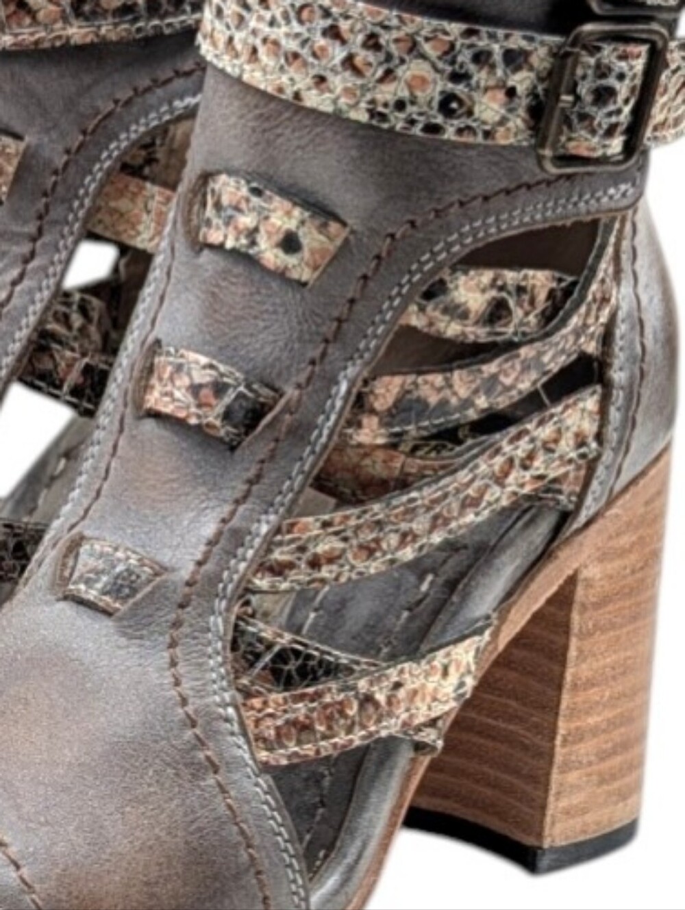 Freebird Tiara Rare Color Peep Toe Gladiator Booties Gray Multi 6 S4250 - Picture 9 of 13